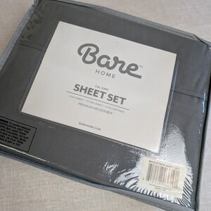Bare Home Sheet Set Cal King Grey NWT 4 Piece Ultra Soft Microfiber Deep Pocket